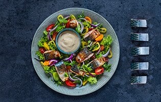 サバのガーリック照り焼きサラダ